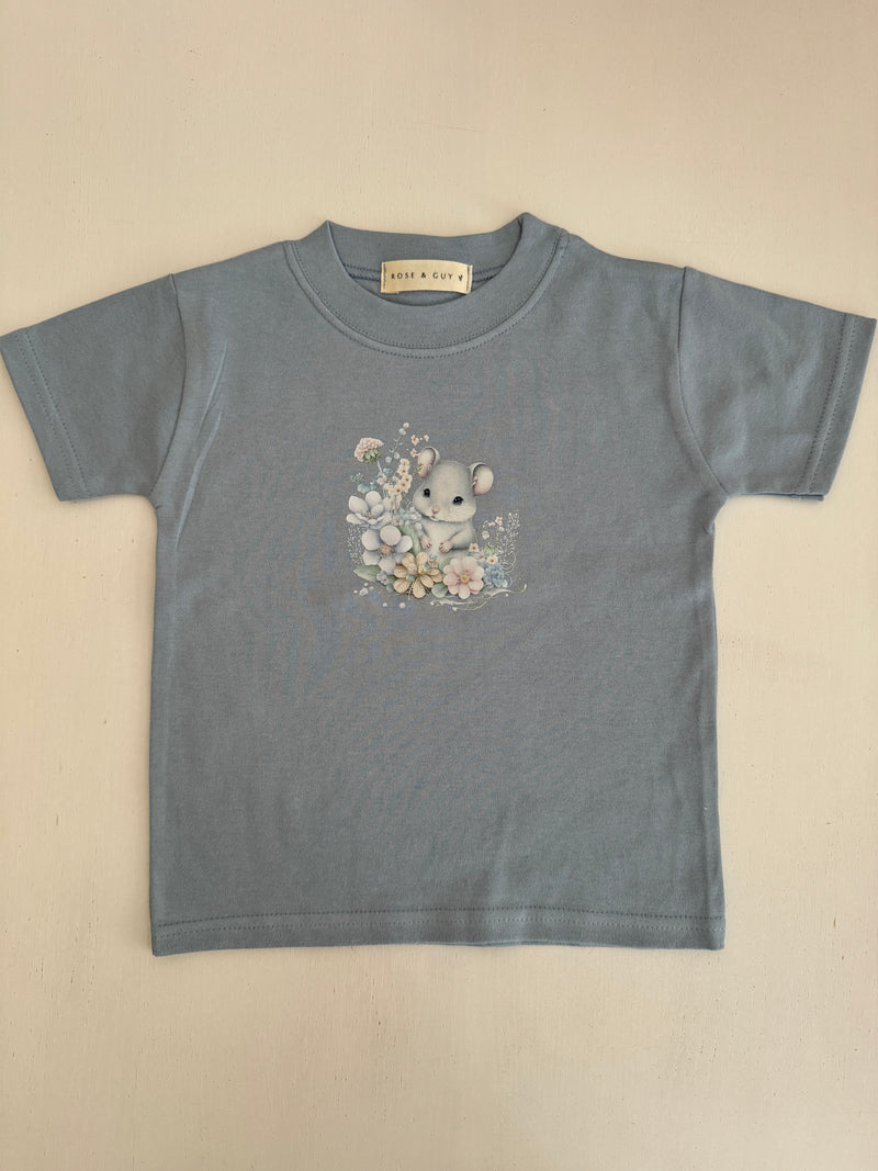 SECONDS MOUSE PRINT BLUE T-SHIRT