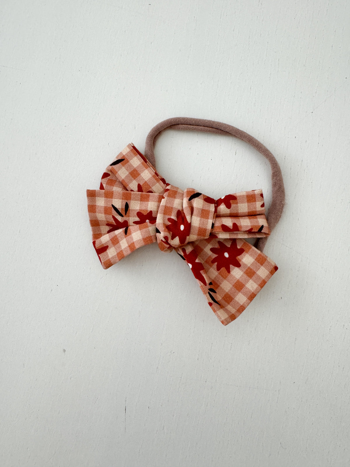 PRELOVED AUBURN GINGHAM BOW - ONE SIZE
