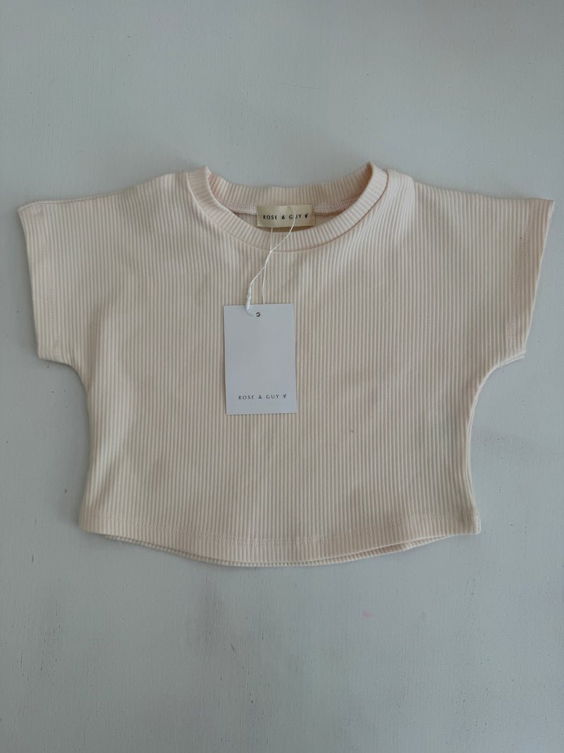 SECONDS CREAM RIBBED FRANKIE TEE 6-12 MONTHS