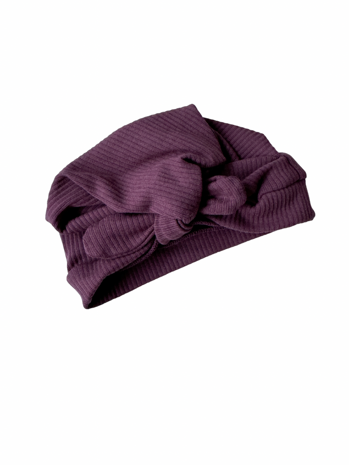 PLUM RIBBED TURBAN