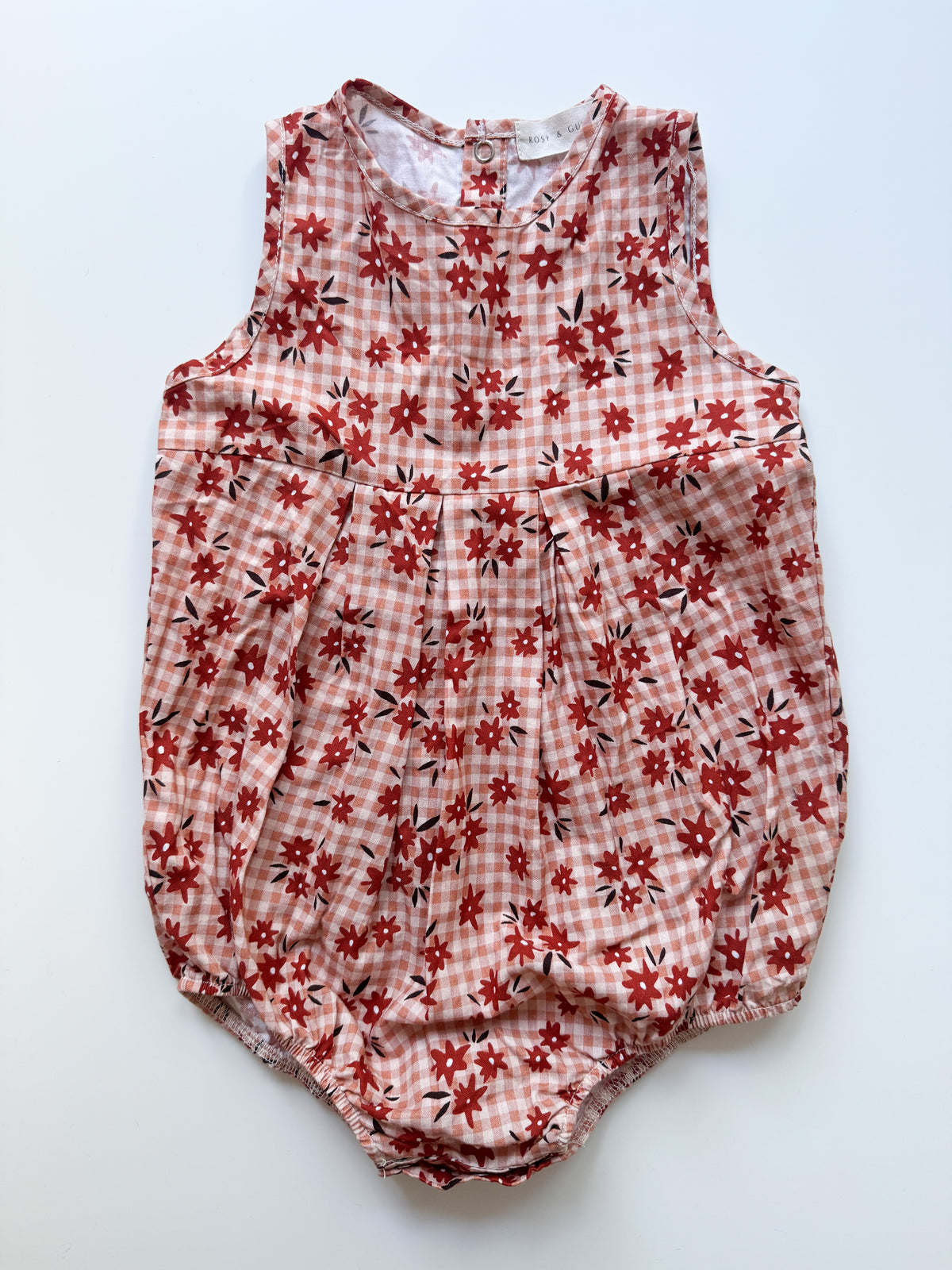 PRELOVED FLORAL GINGHAM ROMPER 2-3 YRS