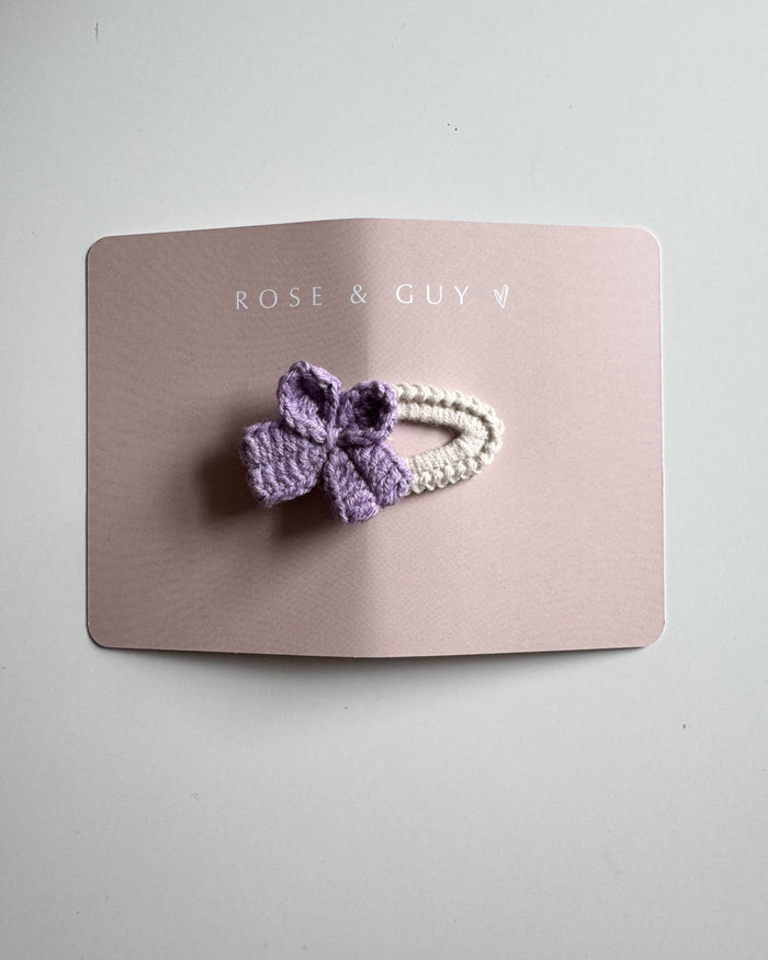 LILAC BOW CROCHET CLIPS