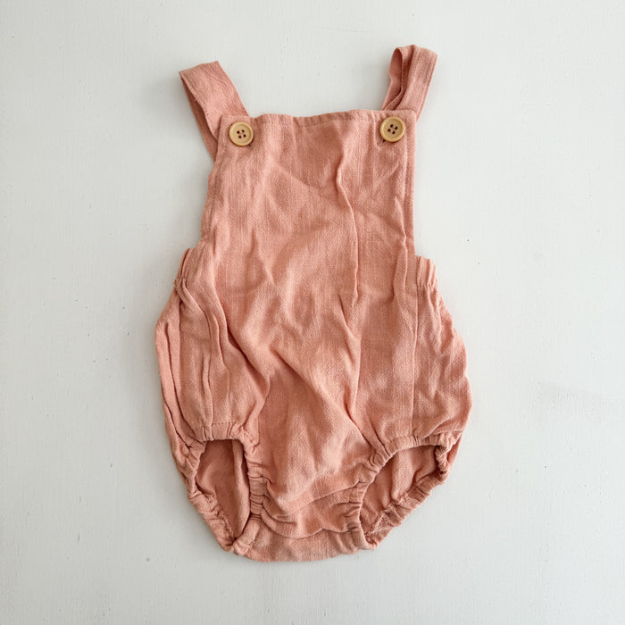 SECONDS DUSTY ROSE BUTTON ROMPER 0-6M